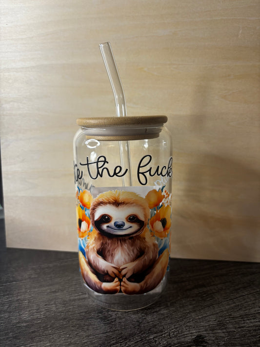 Namaste the f away 16oz glass can cup