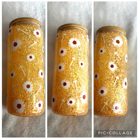 Cross/Daisy 20oz Glass Snowglobe