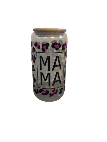 16oz glass can cup with wrap design
