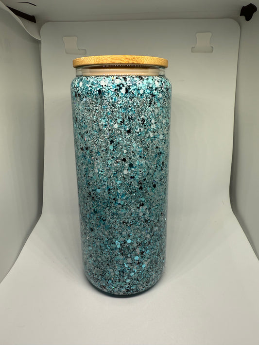 20oz blank blue glitter snowglobe